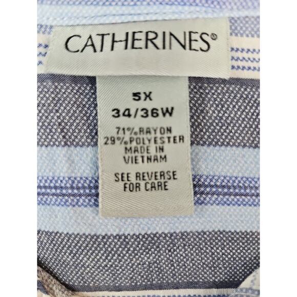 Catherines Womens Sz 5x Blue Pink White Stripe Fairy Lightweight Tunic Blouse - Picture 3 of 13